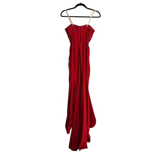 Vaviana Red Strapless Twist Front Satin Maxi Gown Women’s Size 0 - Picture 6 of 8